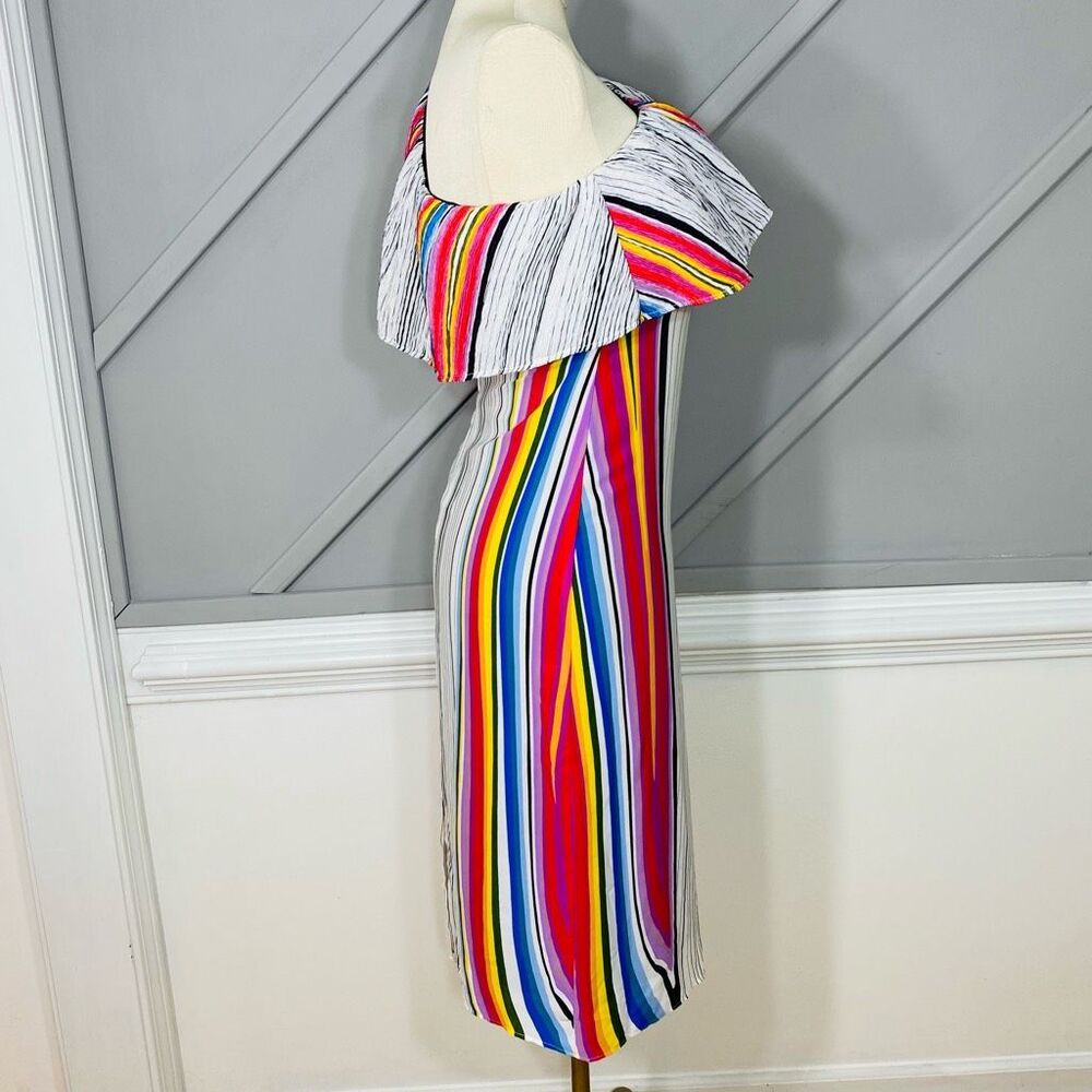 New Rachel Roy Womens Rainbow Striped One Shoulder Dress Women’s Size S - Picture 8 of 13